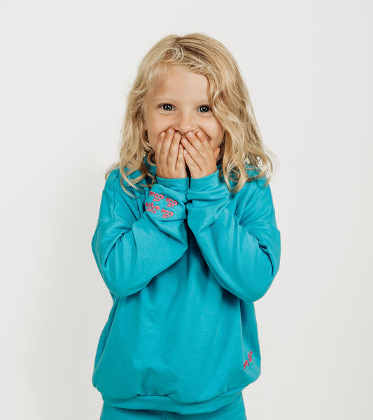 Signature Crewneck Sweatshirt in Blue/Pink