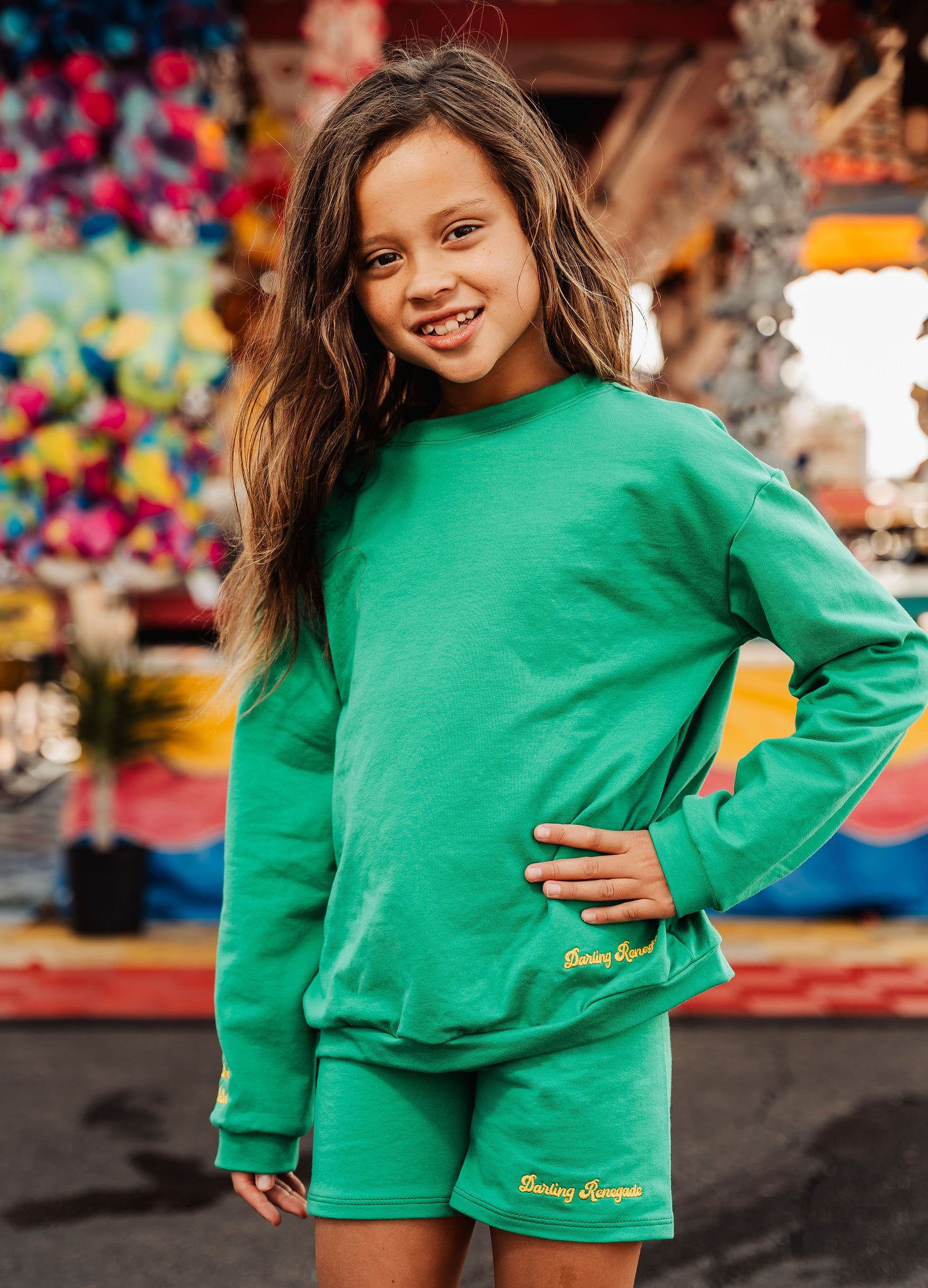 Signature Crewneck Sweatshirt in Green/Yellow